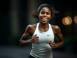 dinamico fotografia di femmina atleta ai generativo foto