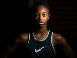 dinamico fotografia di femmina atleta ai generativo foto