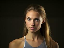 dinamico fotografia di femmina atleta ai generativo foto