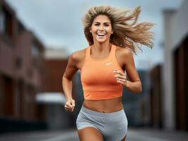 dinamico fotografia di femmina atleta ai generativo foto