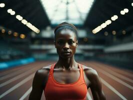 dinamico fotografia di femmina atleta ai generativo foto