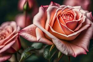 un' vicino su di un' rosa rosa. ai-generato foto