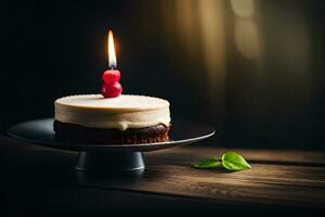 compleanno torta con candela su buio sfondo. ai-generato foto