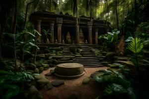 un antico tempio nel il giungla. ai-generato foto