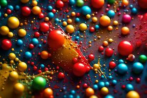 colorato palle di dipingere su un' nero superficie. ai-generato foto