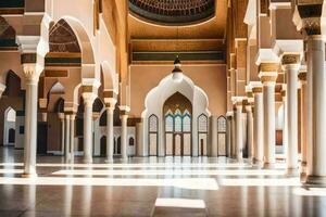 il interno di un' moschea nel Marocco. ai-generato foto