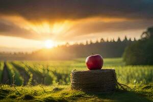 il Mela nel il tramonto. ai-generato foto