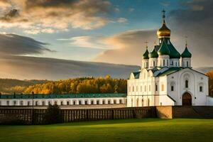 il Chiesa di il santo attraversare nel il villaggio di krasnojarsk. ai-generato foto