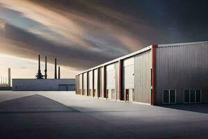 un' grande industriale edificio con un' cielo sfondo. ai-generato foto