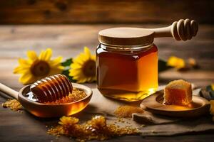miele e girasole olio. ai-generato foto