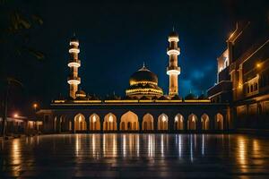 il moschea a notte. ai-generato foto