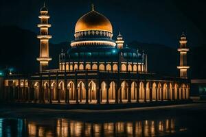 il mille dollari moschea a notte nel Oman. ai-generato foto