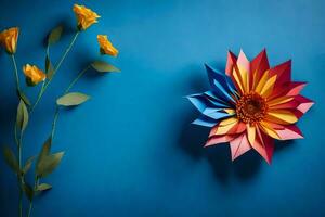 un' colorato fiore è fatto su di carta. ai-generato foto