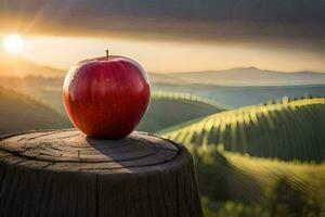 il mela, tramonto, paesaggio, paesaggio fotografia, paesaggio fotografia, paesaggio fotografia HD sfondo. ai-generato foto