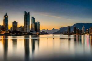 il città orizzonte a tramonto nel Kuala grumo, Malaysia. ai-generato foto