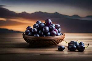 uva, il cielo, montagne, tramonto, frutta, HD sfondo. ai-generato foto