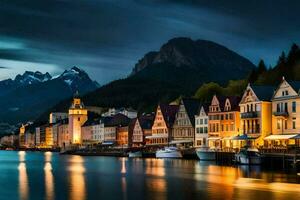 il cittadina di Hallstatt, Austria. ai-generato foto