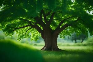 foto sfondo il cielo, alberi, erba, verde, il erba, il albero, il albero. ai-generato