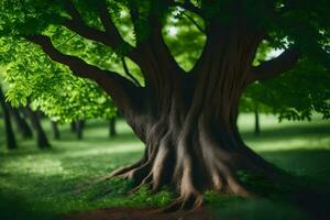 foto sfondo il terra, alberi, erba, il foresta, il albero, il foresta, il. ai-generato