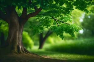 foto sfondo il cielo, alberi, erba, verde, il foresta, il alberi, il foresta. ai-generato