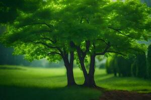 foto sfondo il cielo, alberi, erba, il erba, il alberi, il erba, il. ai-generato