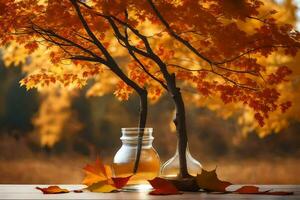 autunno le foglie nel un' vaso. ai-generato foto