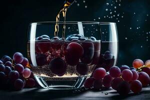 scrosciante vino in bicchieri di uva. ai-generato foto