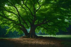 foto sfondo il terra, albero, foresta, il scuro, il luce, il foresta, il. ai-generato