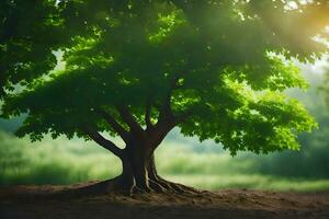 un' albero con radici nel il sporco. ai-generato foto