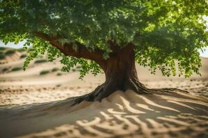 un' albero nel il deserto. ai-generato foto