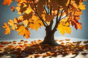 un' albero con le foglie su esso nel il autunno. ai-generato foto