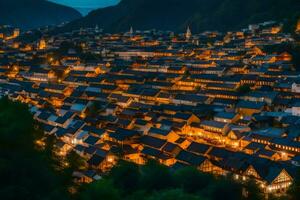 il cittadina di schloss schlossberg a notte. ai-generato foto