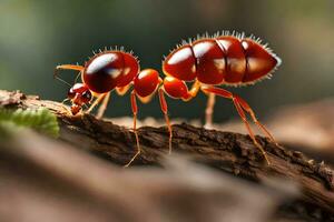 un formica è in piedi su un' ramo. ai-generato foto