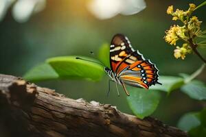 farfalla su un' ramo. ai-generato foto