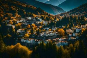 il villaggio di Albania nel autunno. ai-generato foto