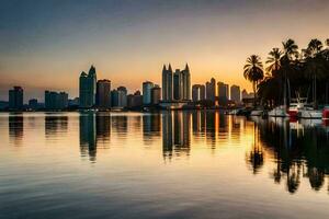 il città orizzonte a tramonto nel Malaysia. ai-generato foto