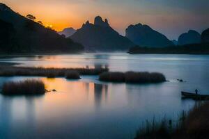 il Alba al di sopra di il li fiume nel Vietnam. ai-generato foto