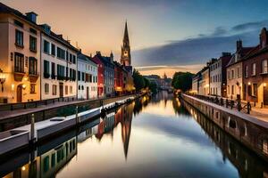 il città di Bruges, Belgio. ai-generato foto