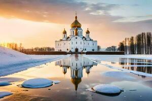 il Chiesa di il santo attraversare nel il inverno. ai-generato foto