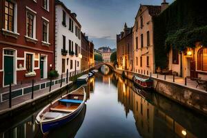 un' canale nel Bruges, Belgio. ai-generato foto