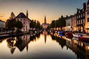 il città di Bruges, Belgio. ai-generato foto