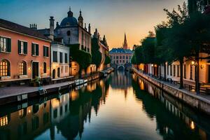 il canali di bordò a tramonto. ai-generato foto