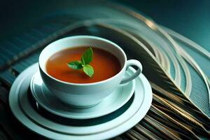 un' tazza di tè è un' grande modo per inizio il giorno. ai-generato foto