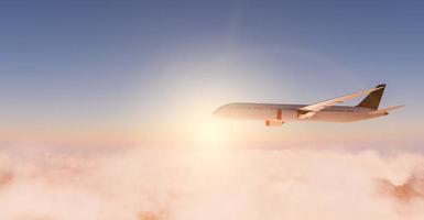 aereo commerciale che vola sopra le nuvole
