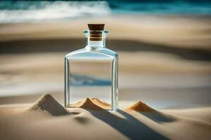 Messaggio nel un' bottiglia su il spiaggia. ai-generato foto