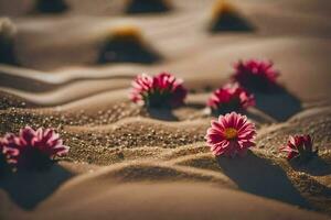 foto sfondo sabbia, il deserto, fiori, il deserto, fiori, il deserto, fiori,. ai-generato