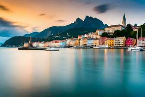 il bellissimo cittadina di bergen, Norvegia. ai-generato foto