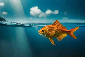 pesce rosso nuoto nel il oceano. ai-generato foto