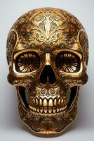 umano cranio con oro colore intaglio motivo foto