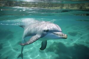 delfini nel natura largo vita animali. ai generato. foto